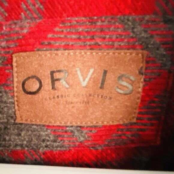 Orvis Shirt Shacket Mens Large L Heavyweight Flannel Jacket Plaid Rio Red Pocket - Picture 3 of 8